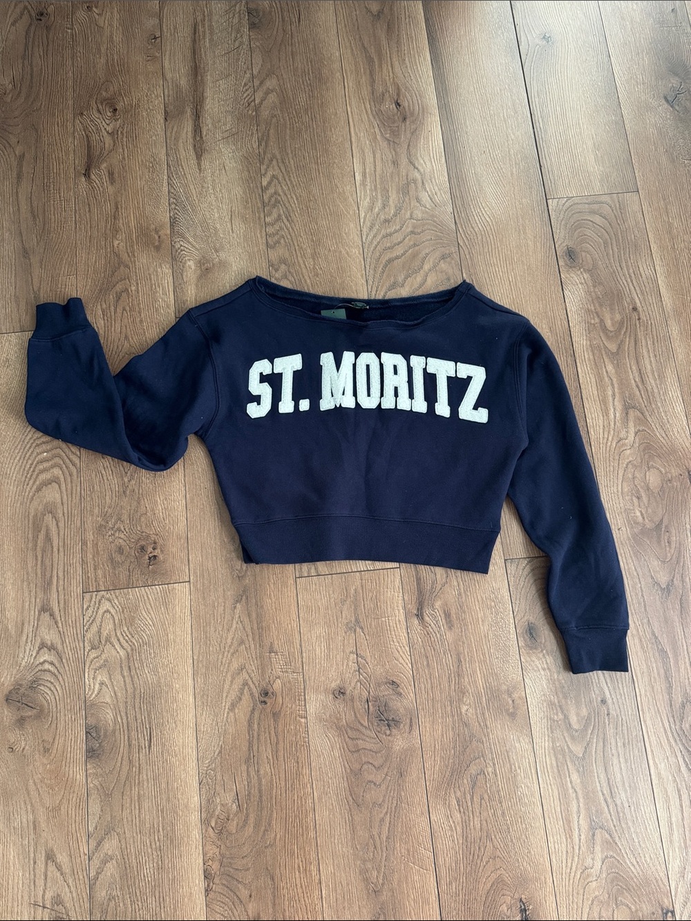 wild fable Navy Off-the-Shoulder 'ST. MORITZ' Cropped Sweater